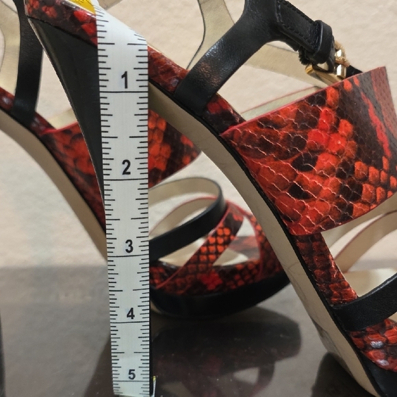 MICHAEL Michael Kors Mandarin and Black Snakeskin Heels